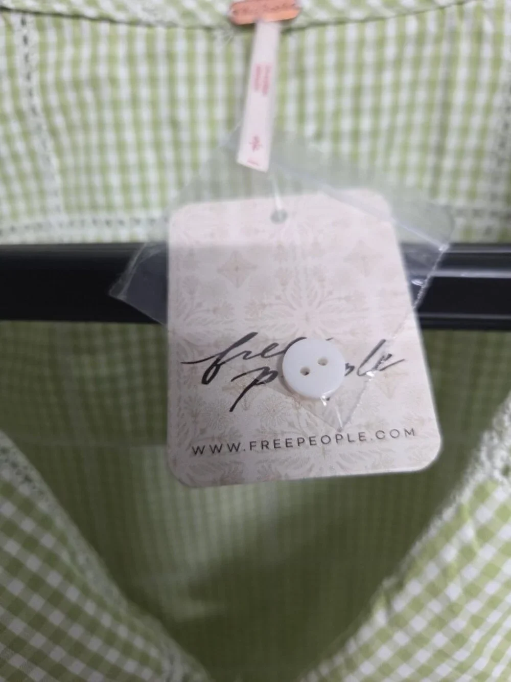 Free People Womens Blouse Green Plaid Size Small NWT